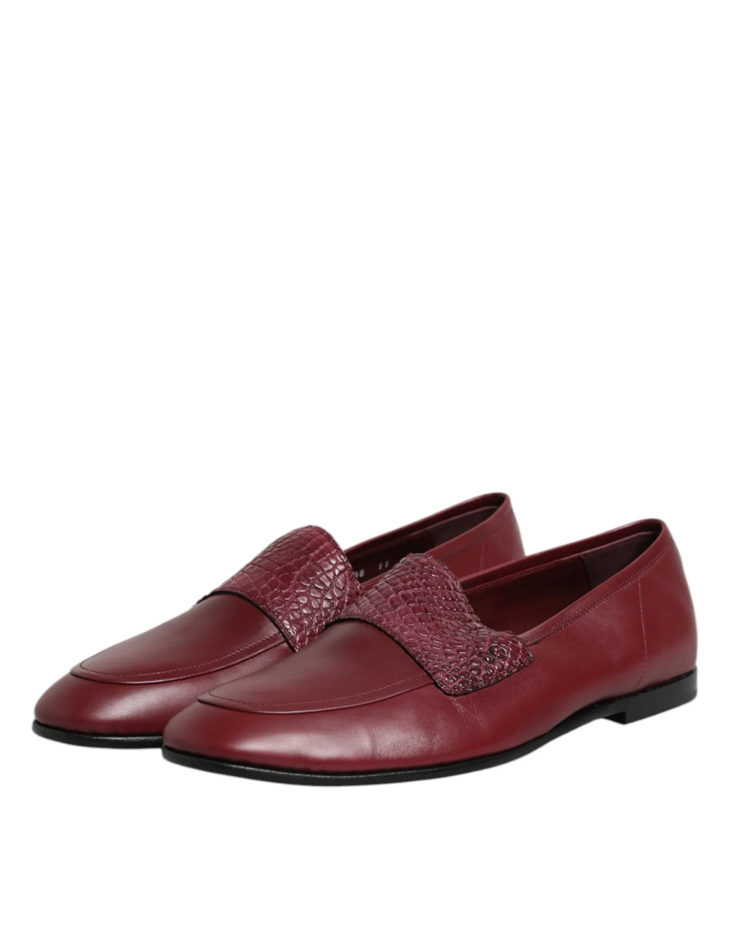 Dolce & Gabbana Burgundy Calfskin Leather Formal Slip On Shoes - Zeiniez