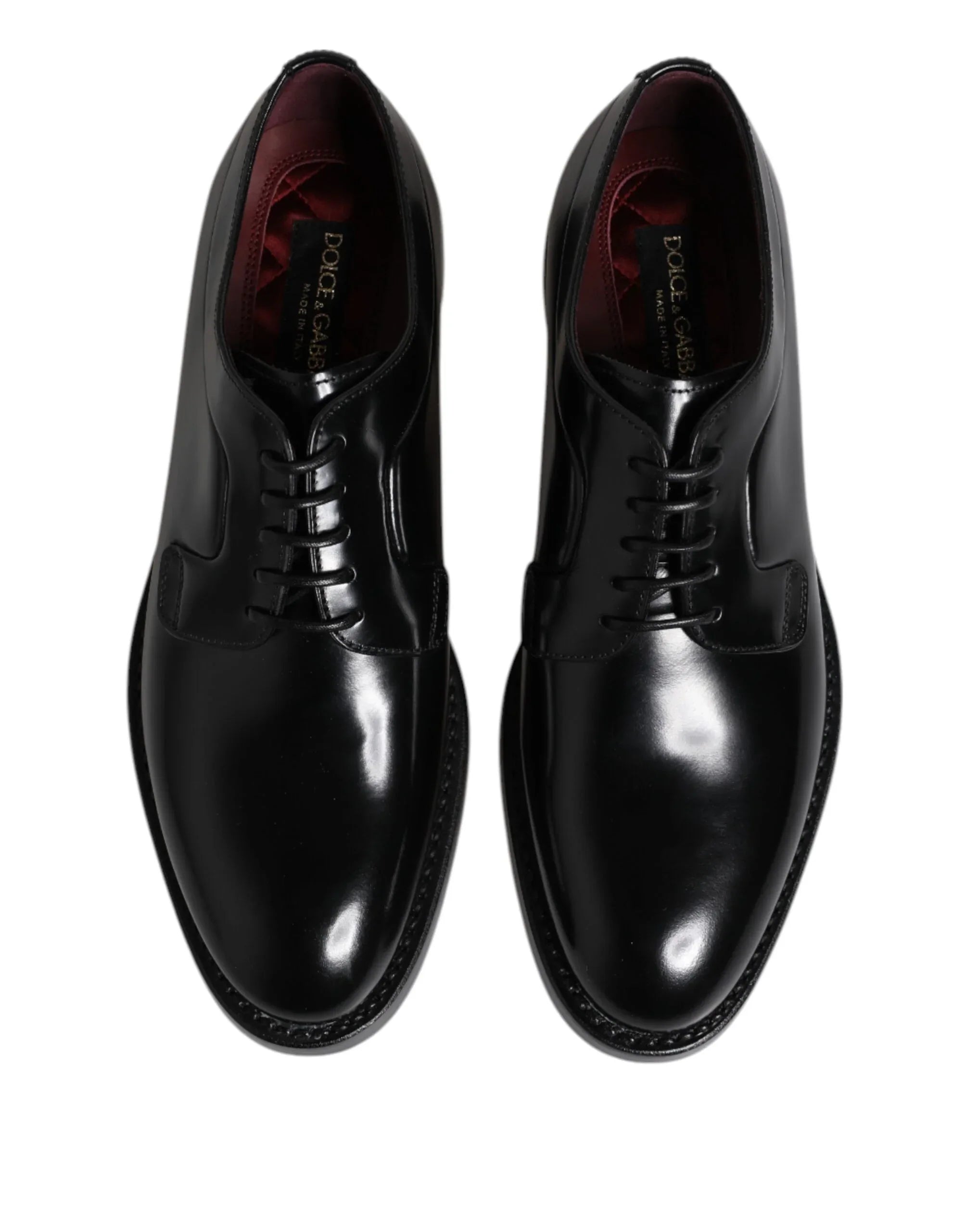 Dolce & Gabbana Black Calf Leather Lace Up Dress Derby Shoes - Zeiniez