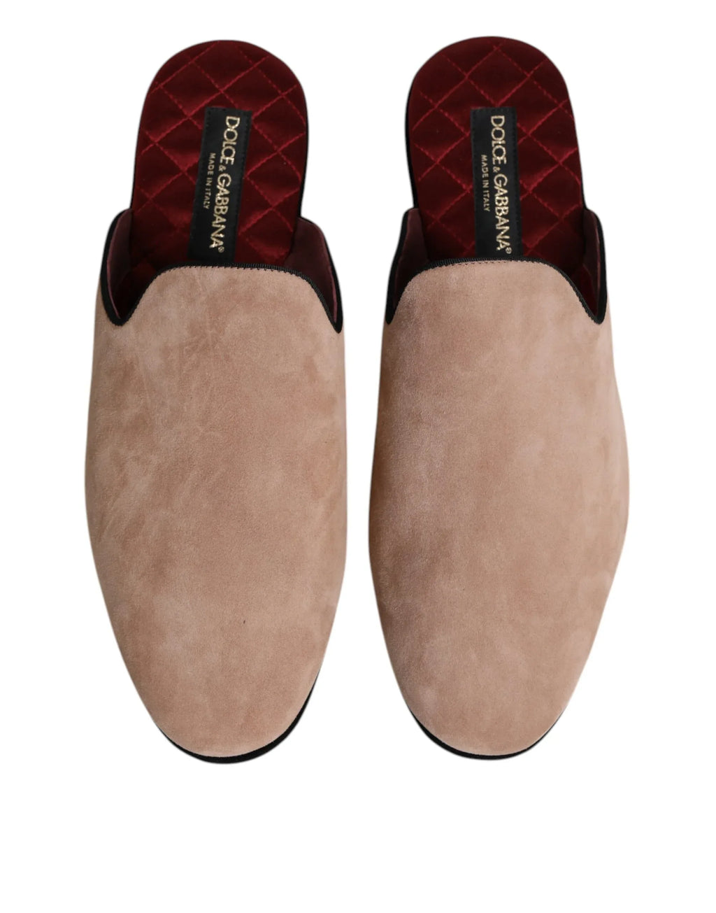 Dolce & Gabbana Beige Capra Suede Slides Flat Slipper Shoes - Zeiniez