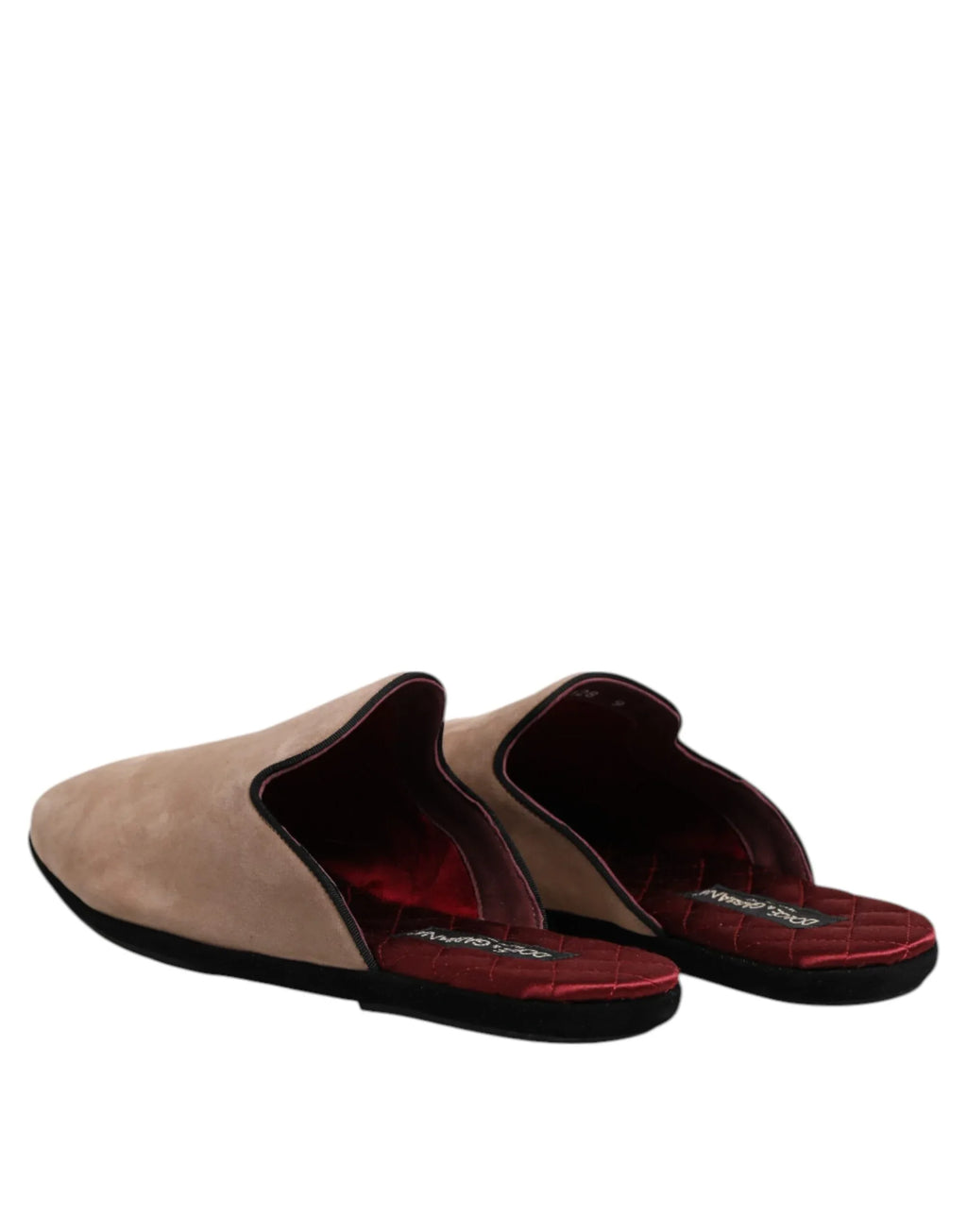 Dolce & Gabbana Beige Capra Suede Slides Flat Slipper Shoes - Zeiniez