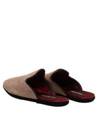 Dolce & Gabbana Beige Capra Suede Slides Flat Slipper Shoes - Zeiniez