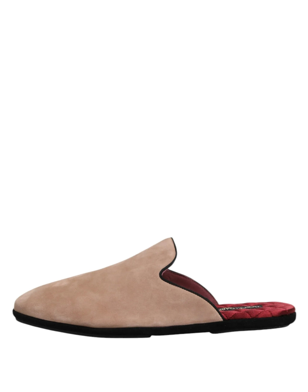 Dolce & Gabbana Beige Capra Suede Slides Flat Slipper Shoes - Zeiniez