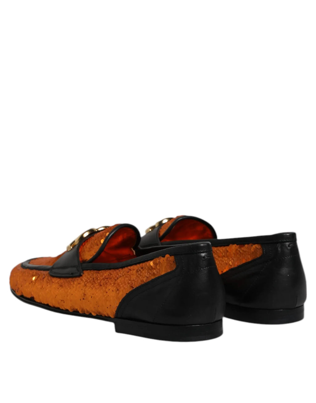Dolce & Gabbana Orange Sequin Embellished Men Loafers Shoes - Zeiniez