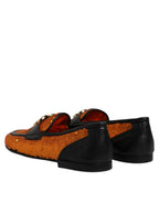 Dolce & Gabbana Orange Sequin Embellished Men Loafers Shoes - Zeiniez