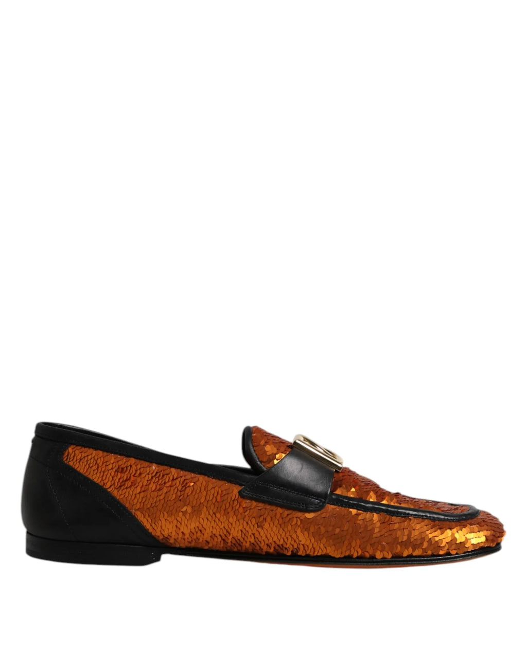 Dolce & Gabbana Orange Sequin Embellished Men Loafers Shoes - Zeiniez