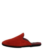 Dolce & Gabbana Orange Suede Slides Flat Slipper Shoes - Zeiniez