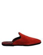 Dolce & Gabbana Orange Suede Slides Flat Slipper Shoes