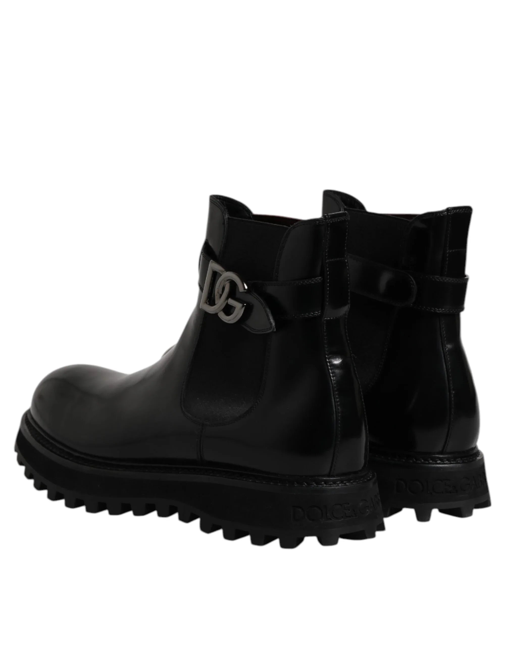 Dolce & Gabbana Black Belted DG Logo Men Chelsea Boots Shoes - Zeiniez