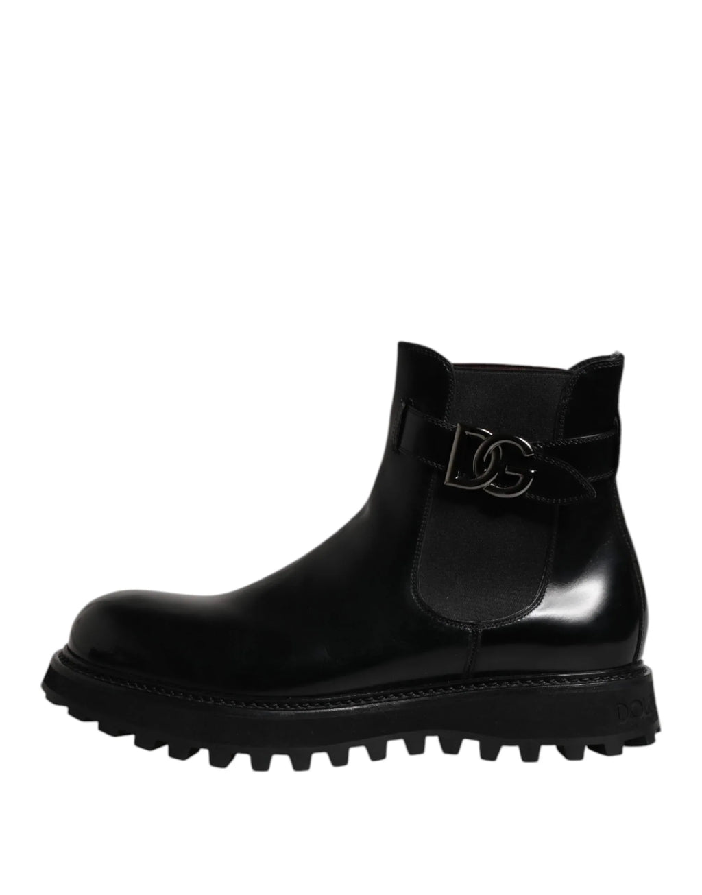 Dolce & Gabbana Black Belted DG Logo Men Chelsea Boots Shoes - Zeiniez