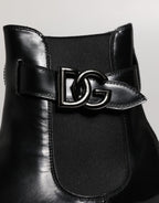 Dolce & Gabbana Black Belted DG Logo Men Chelsea Boots Shoes