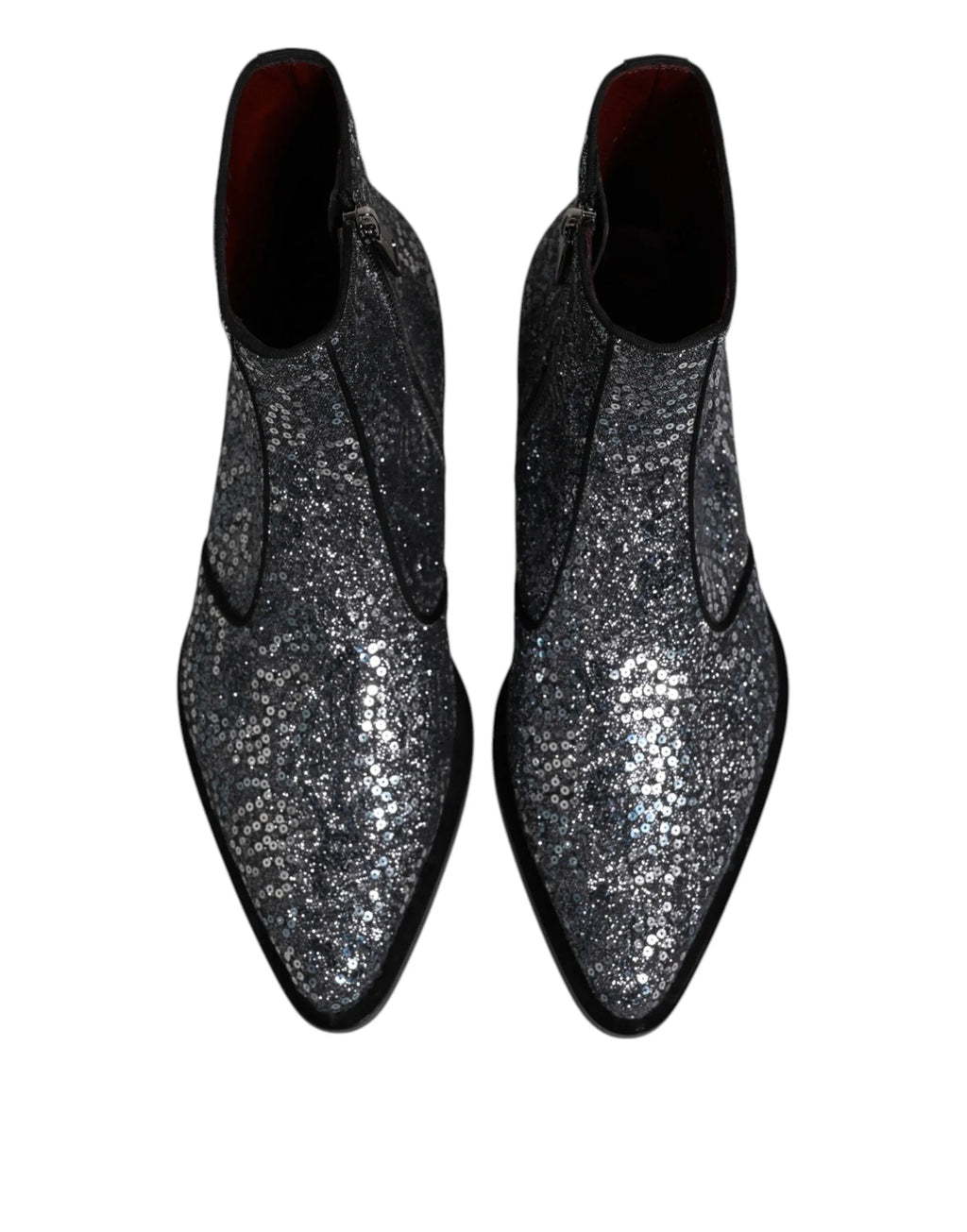 Dolce & Gabbana Dark Gray Cotton Sequined Chelsea Boots Shoes - Zeiniez