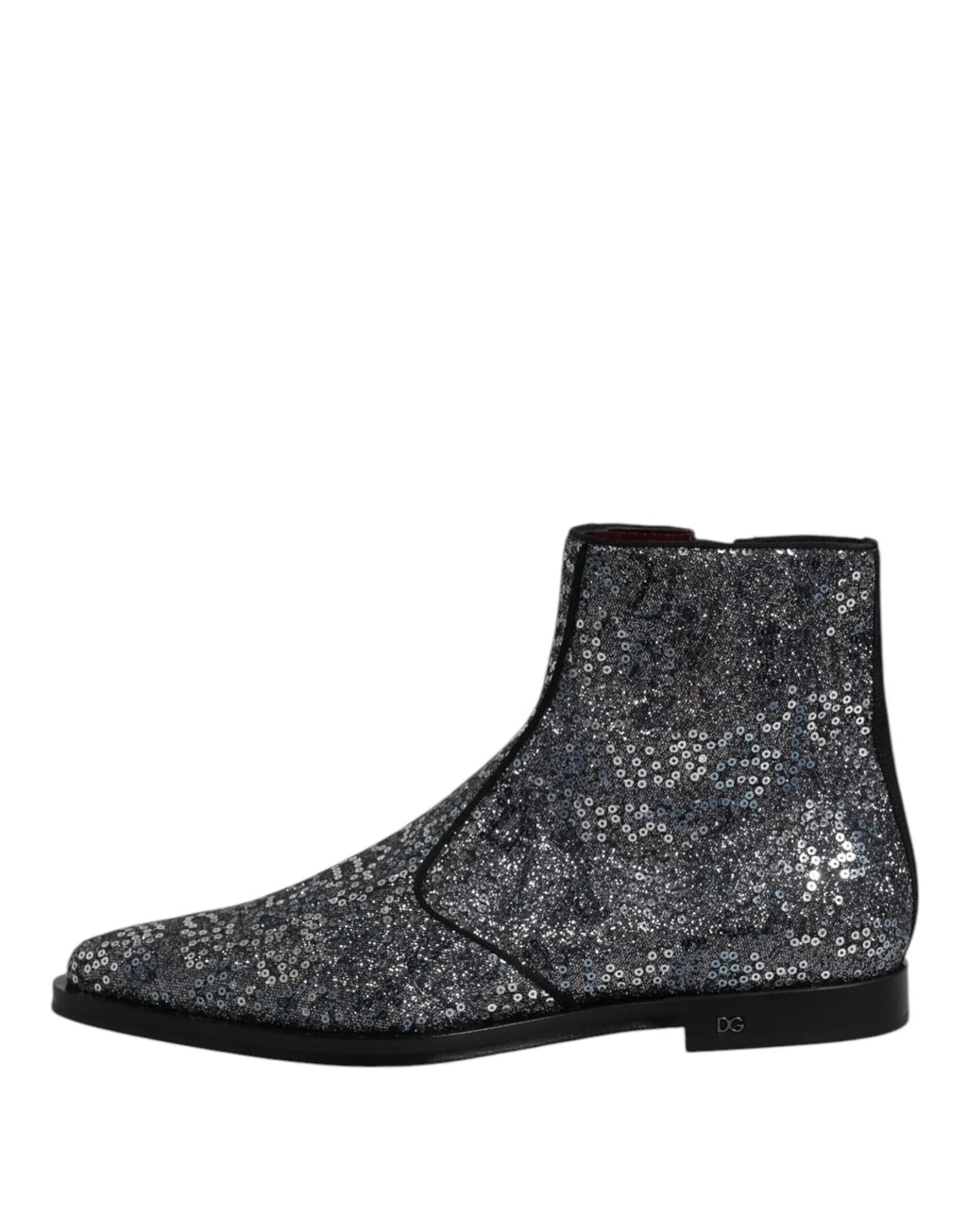 Dolce & Gabbana Dark Gray Cotton Sequined Chelsea Boots Shoes - Zeiniez