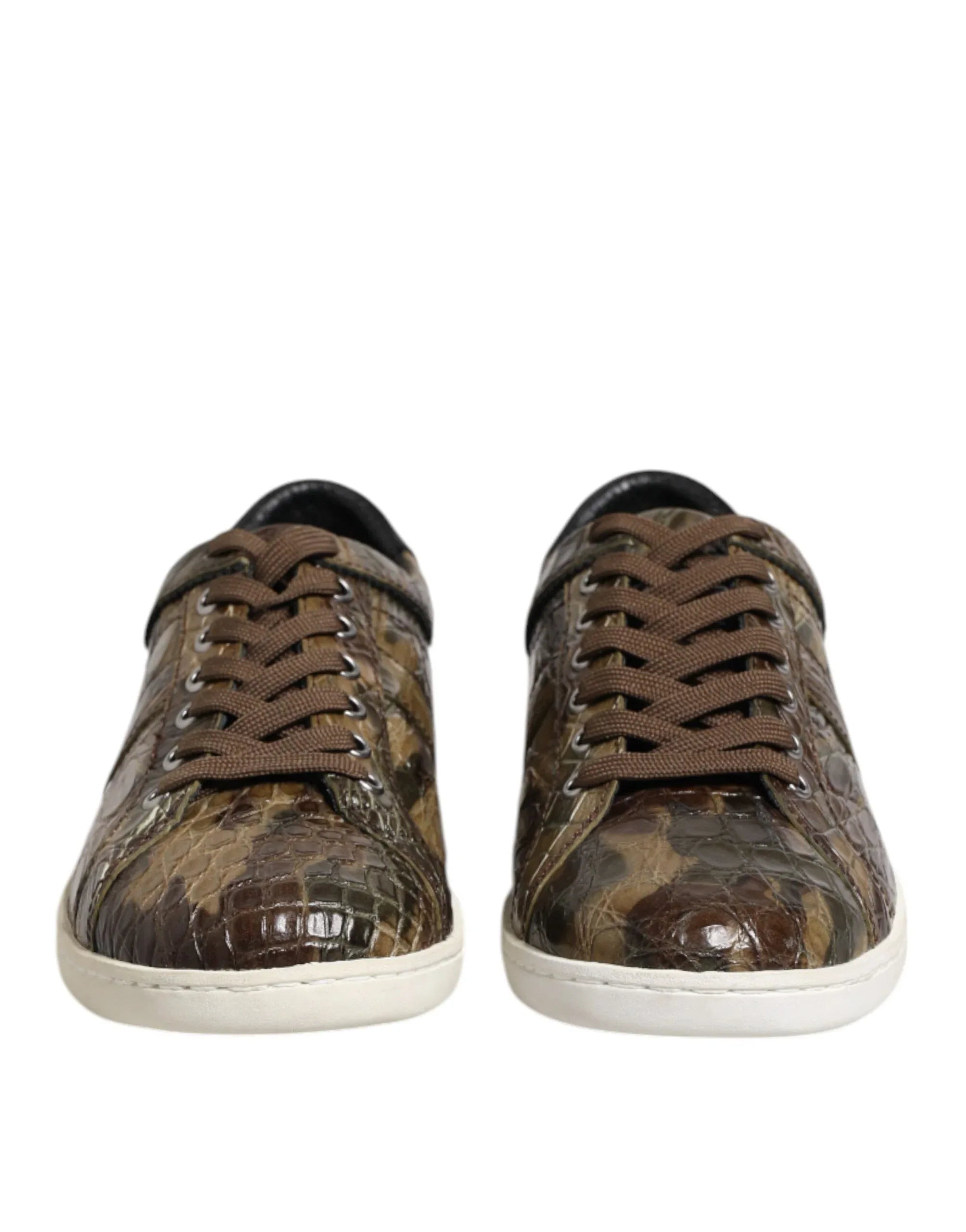 Dolce & Gabbana Brown Exotic Leather Low Top Sneakers Shoes - Zeiniez