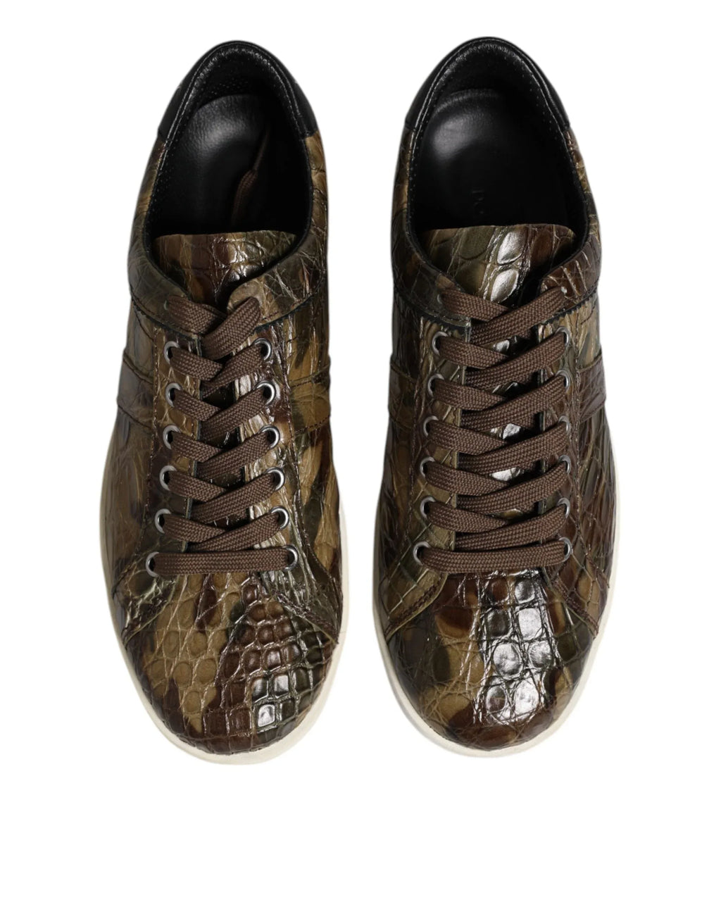Dolce & Gabbana Brown Exotic Leather Low Top Sneakers Shoes - Zeiniez