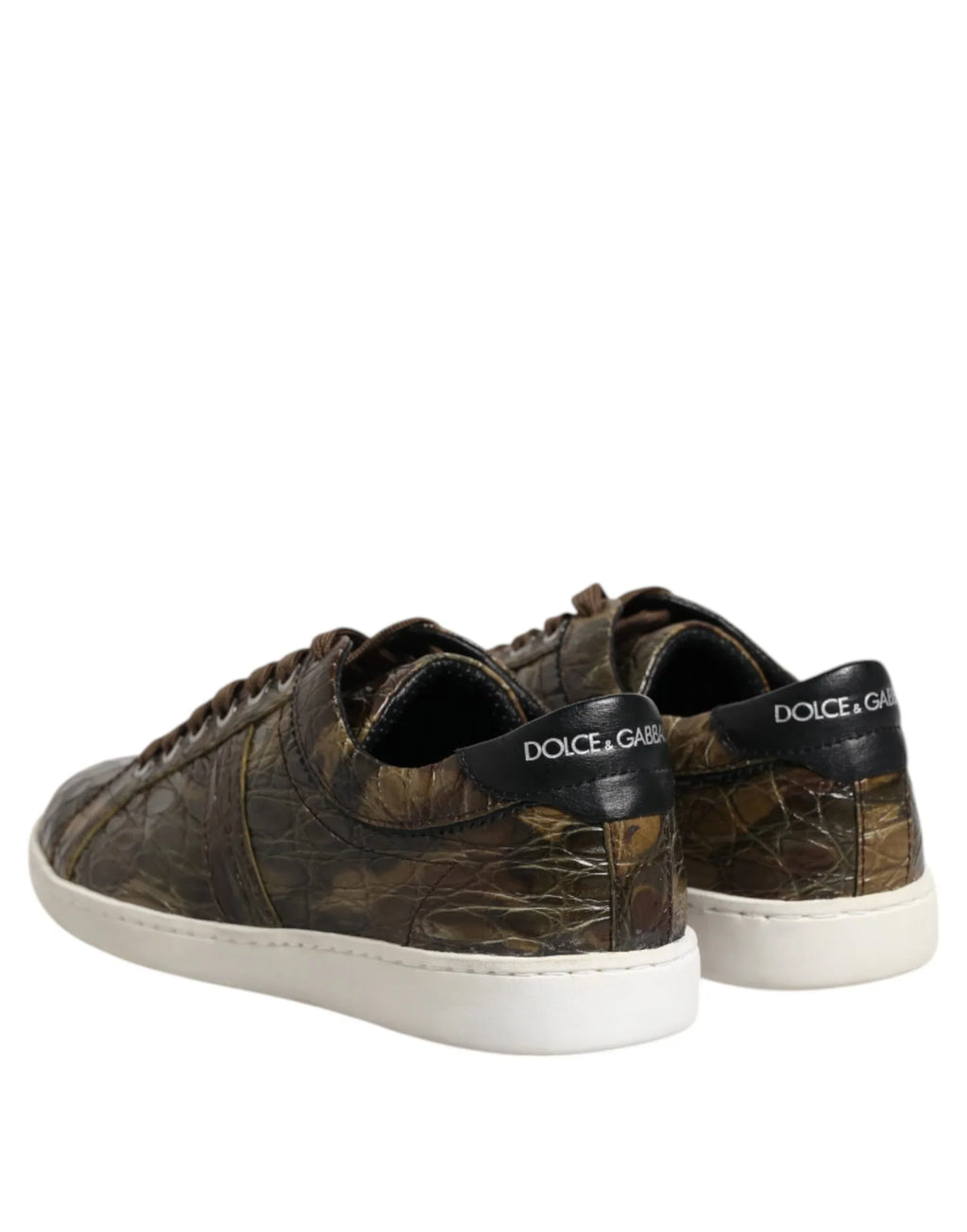 Dolce & Gabbana Brown Exotic Leather Low Top Sneakers Shoes - Zeiniez