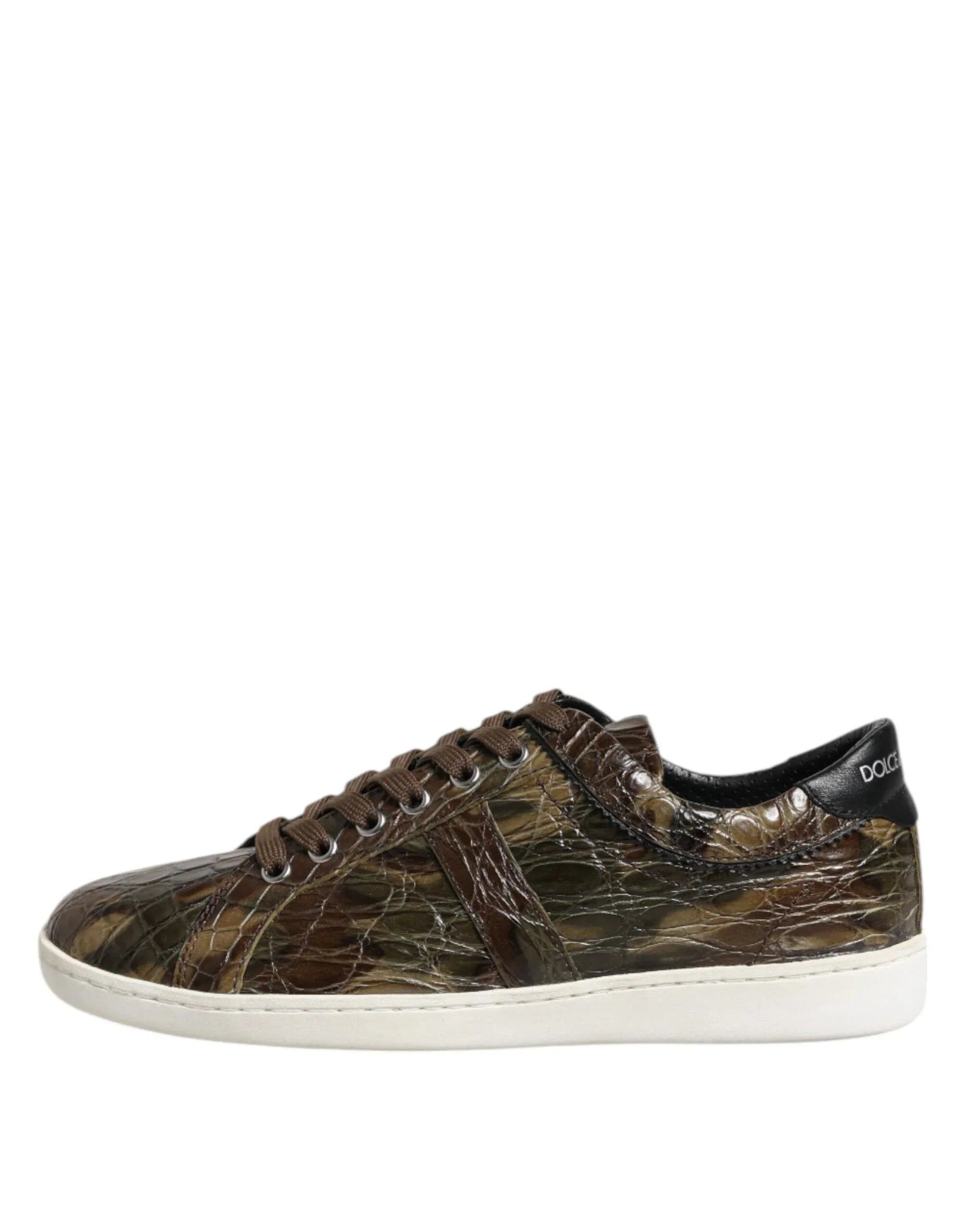 Dolce & Gabbana Brown Exotic Leather Low Top Sneakers Shoes - Zeiniez