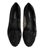 Dolce & Gabbana Black Taormina Lace Slip On Flats Shoes - Zeiniez