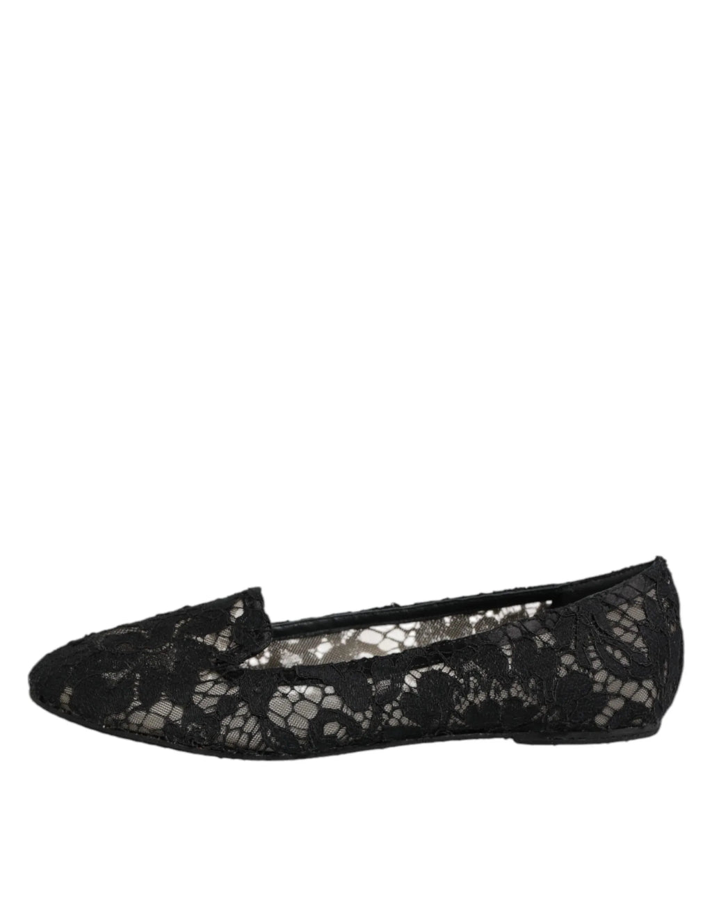 Dolce & Gabbana Black Taormina Lace Slip On Flats Shoes - Zeiniez