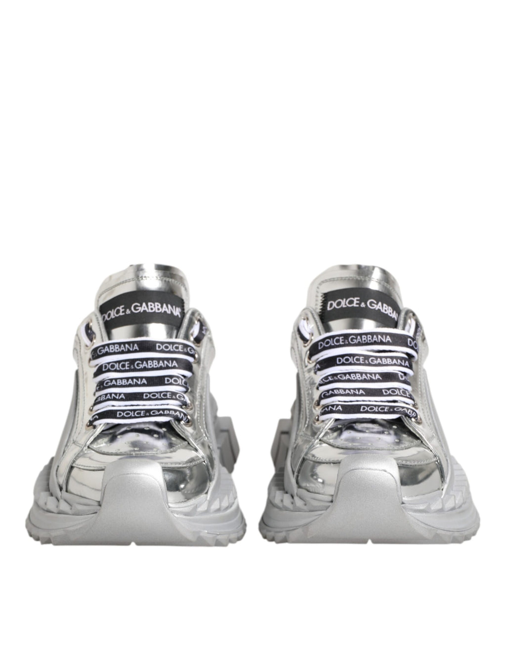 Dolce & Gabbana Silver Leather Super Queen Sneakers Shoes - Zeiniez
