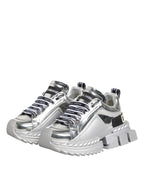 Dolce & Gabbana Silver Leather Super Queen Sneakers Shoes - Zeiniez