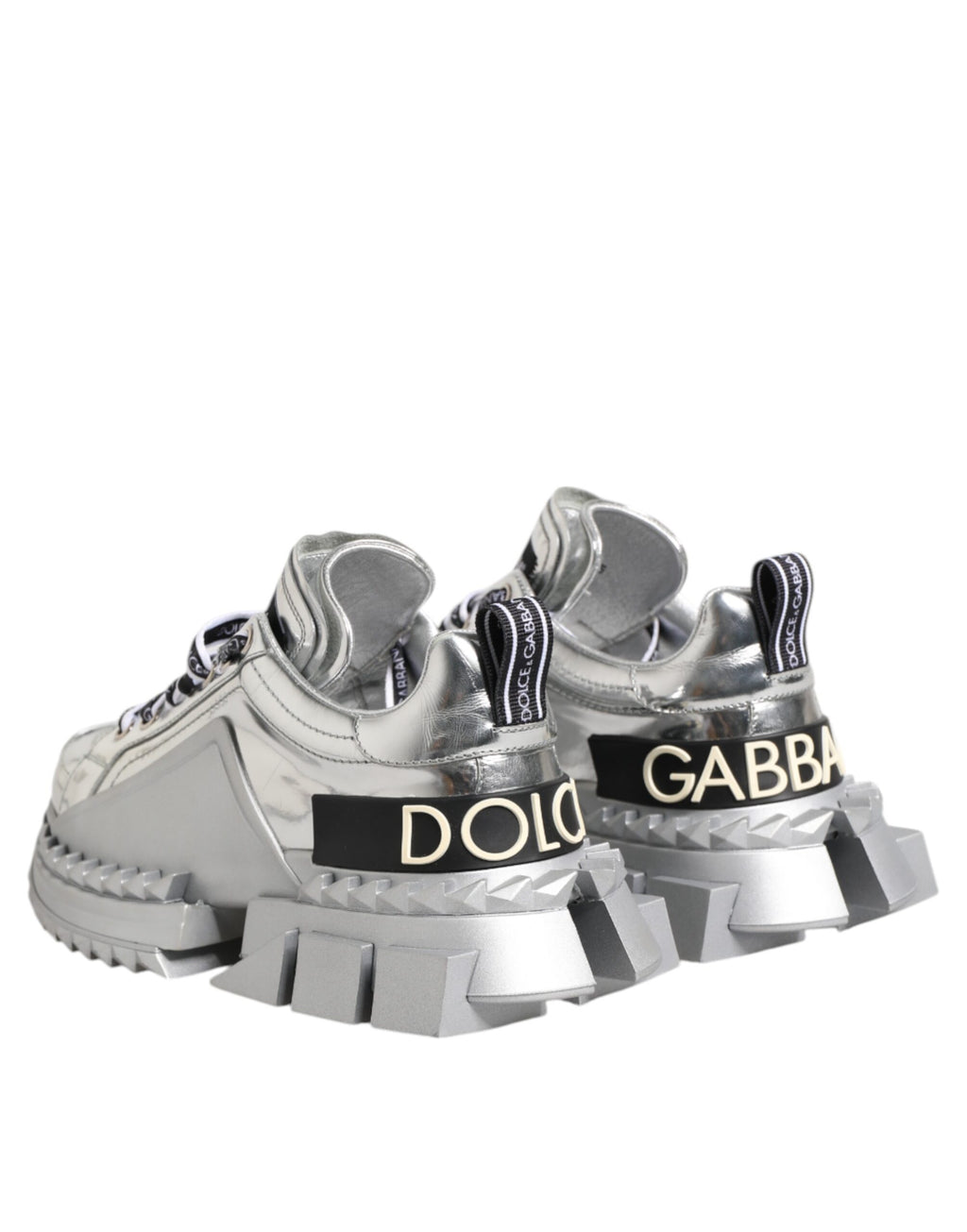 Dolce & Gabbana Silver Leather Super Queen Sneakers Shoes - Zeiniez