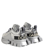 Dolce & Gabbana Silver Leather Super Queen Sneakers Shoes - Zeiniez