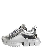 Dolce & Gabbana Silver Leather Super Queen Sneakers Shoes - Zeiniez