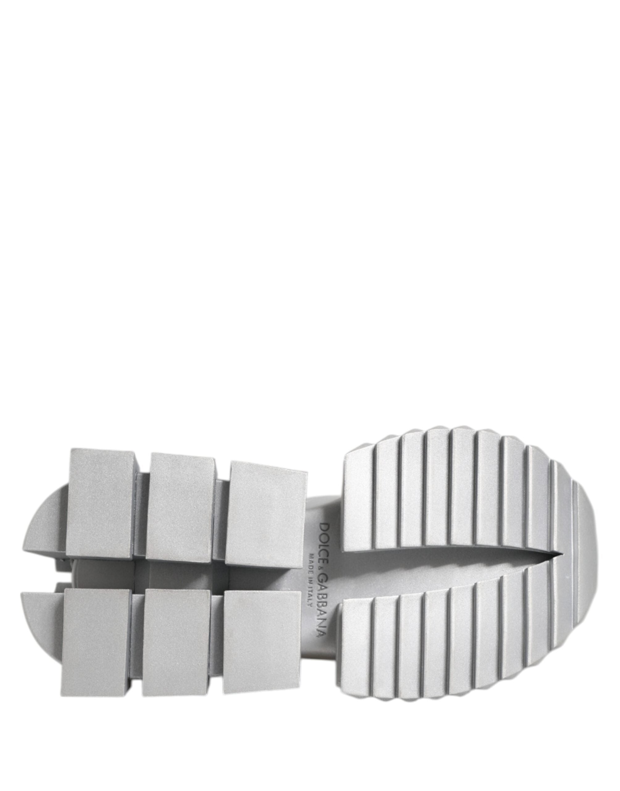 Dolce & Gabbana Silver Leather Super Queen Sneakers Shoes - Zeiniez