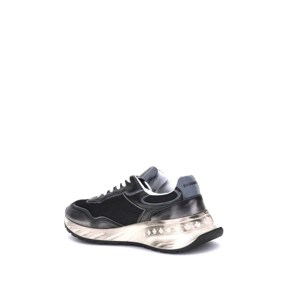 Dsquared² Black Calf Leather Bos Taurus Athletic Sneakers - Zeiniez
