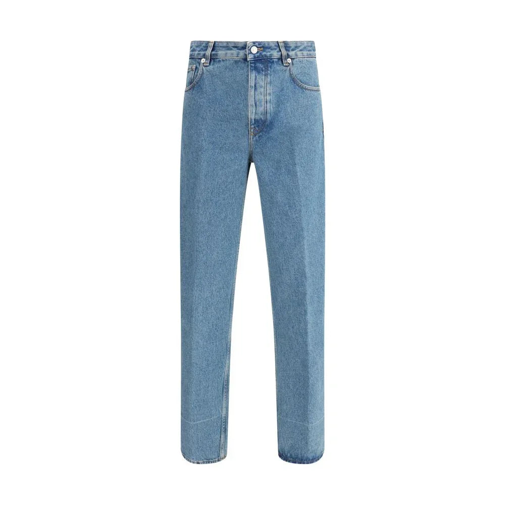 Valentino Blue Cotton Straight-Leg Jeans - Zeiniez