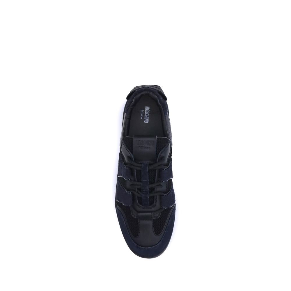 Moschino Black Calf Leather Bos Taurus Athletic Sneakers - Zeiniez