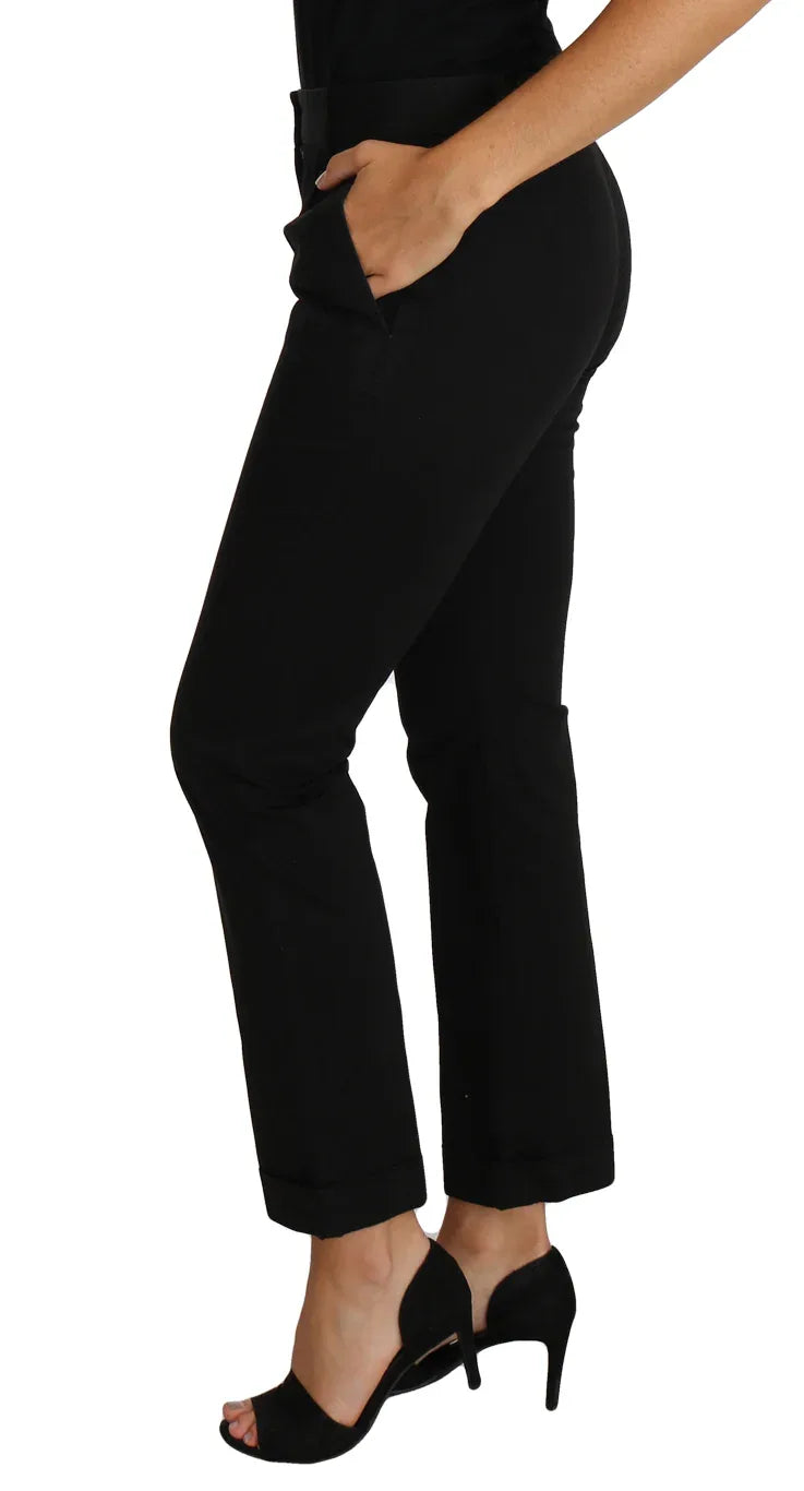 Dolce & Gabbana Black Dress Cropped Straight Straight Pants - Zeiniez