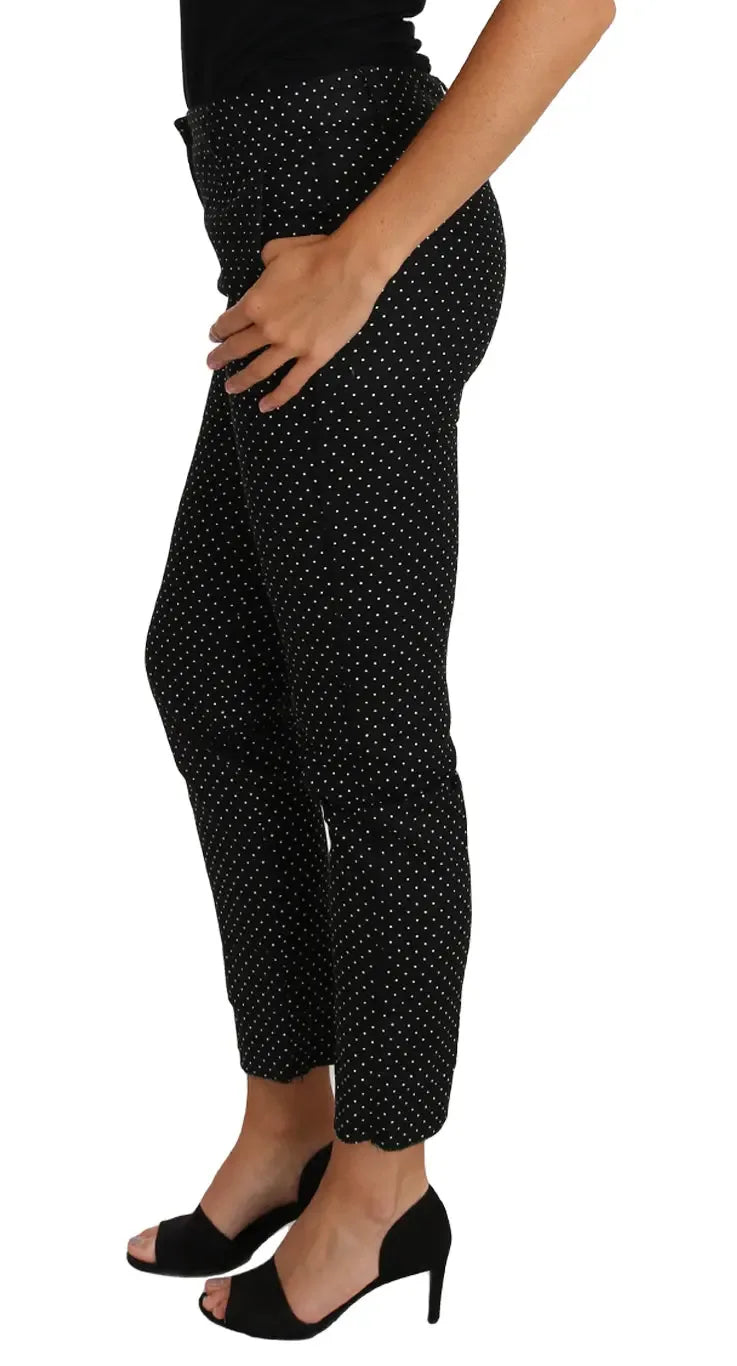 Dolce & Gabbana Black Dress Polka Dot Cropped Straight Pants - Zeiniez