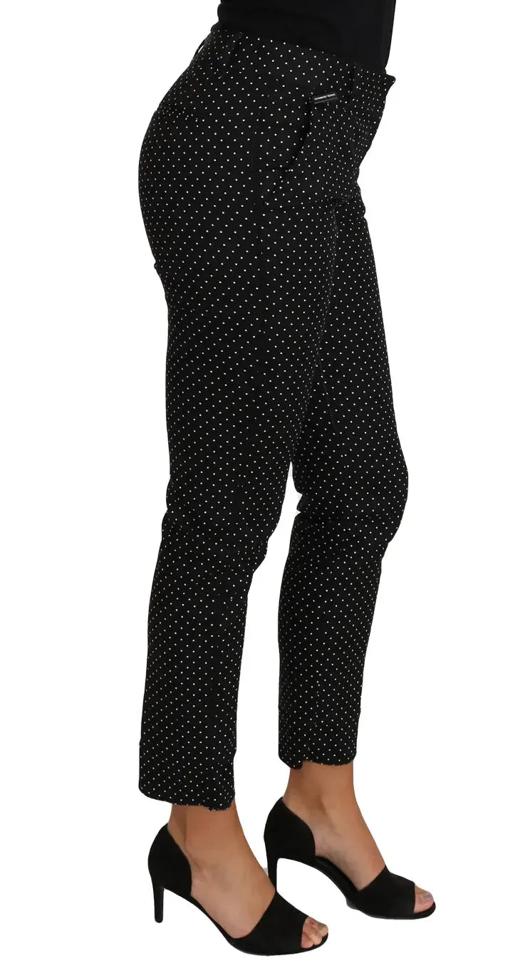 Dolce & Gabbana Black Dress Polka Dot Cropped Straight Pants - Zeiniez