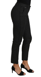 Dolce & Gabbana Black Dress Polka Dot Cropped Straight Pants - Zeiniez