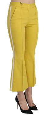 Dolce & Gabbana Yellow Flared Bootcut Capri Cotton Pants - Zeiniez