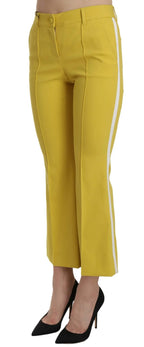 Dolce & Gabbana Yellow Flared Bootcut Capri Cotton Pants - Zeiniez