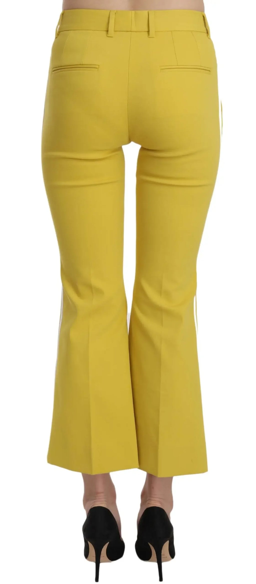 Dolce & Gabbana Yellow Flared Bootcut Capri Cotton Pants - Zeiniez