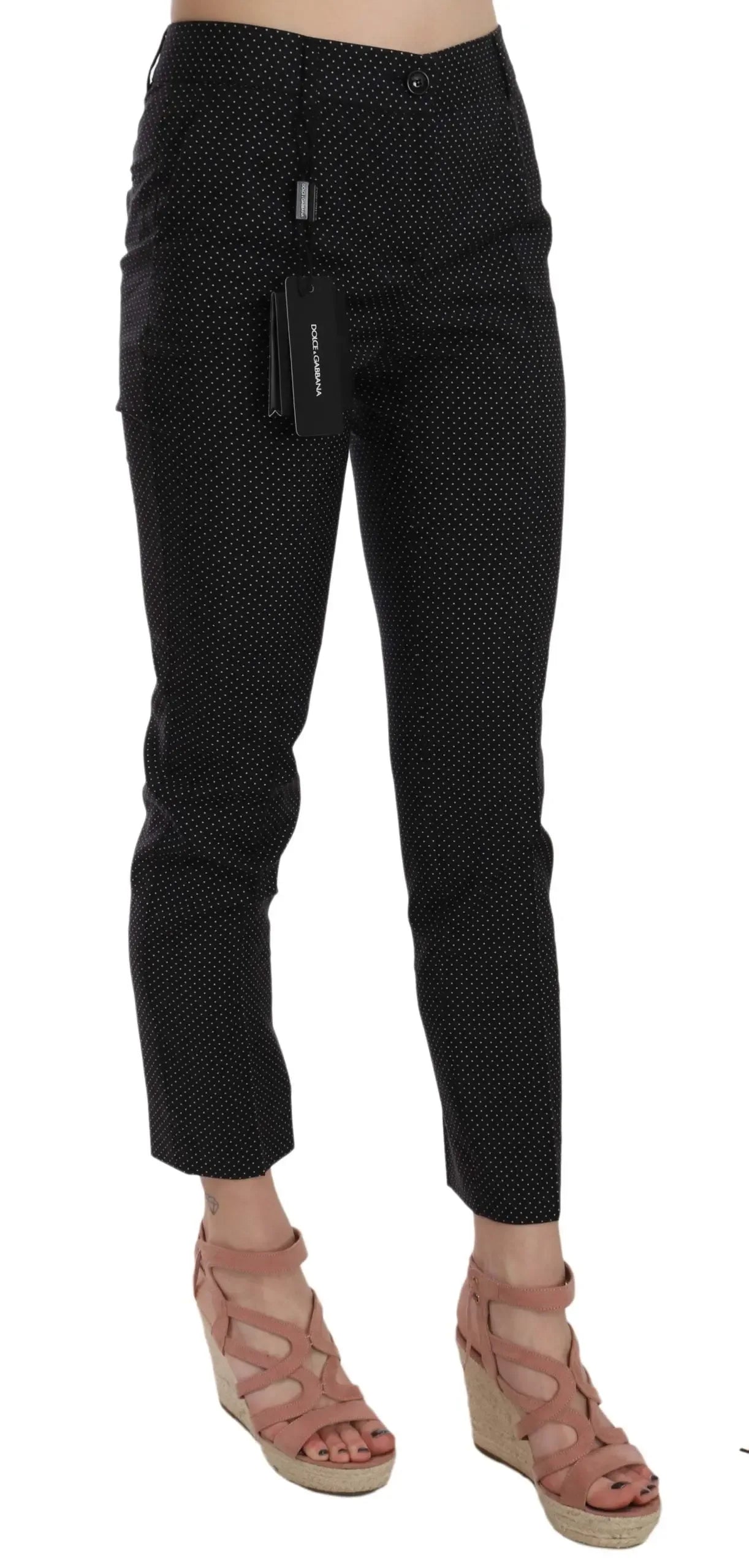 Dolce & Gabbana Polka Dot Slim Capri Trousers Tapered Pants - Zeiniez