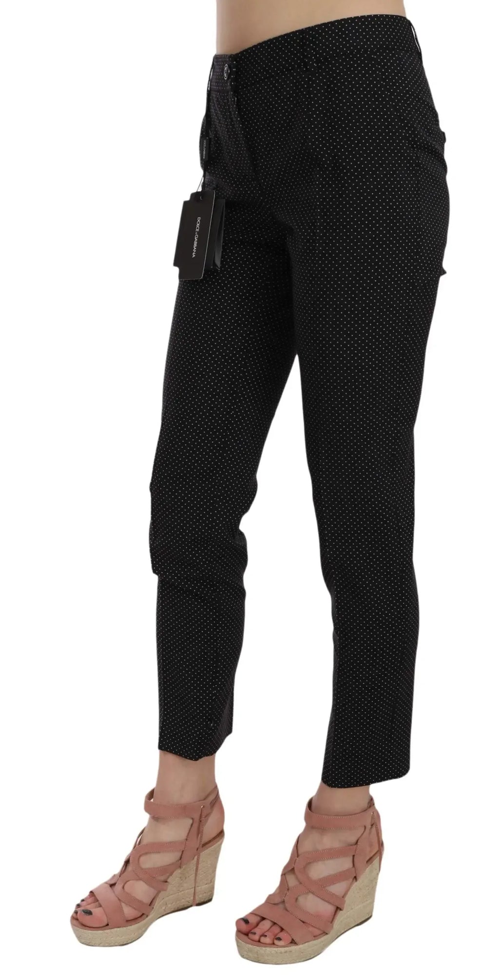 Dolce & Gabbana Polka Dot Slim Capri Trousers Tapered Pants - Zeiniez