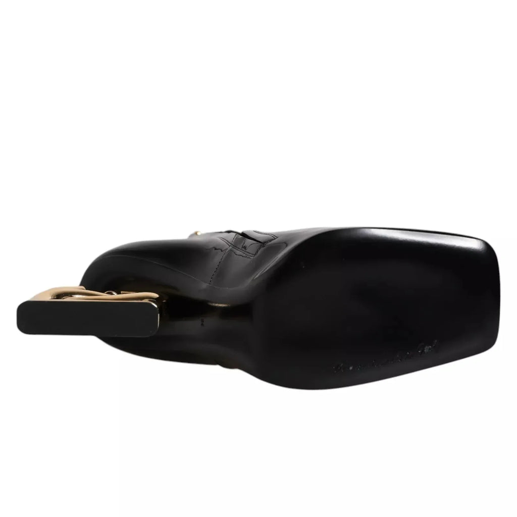 Dolce & Gabbana Black Jackie Leather Mid Calf Boots Shoes - Zeiniez