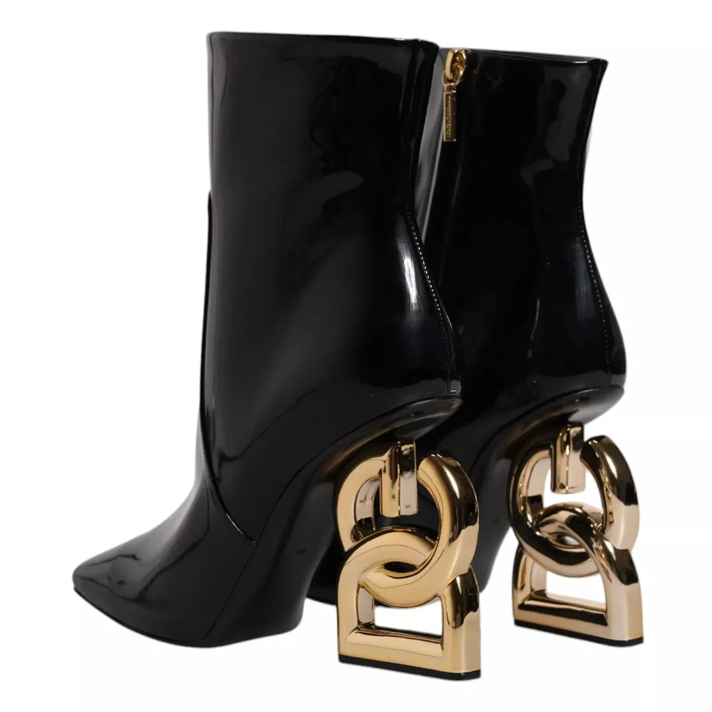 Dolce & Gabbana Black Jackie Leather Mid Calf Boots Shoes - Zeiniez