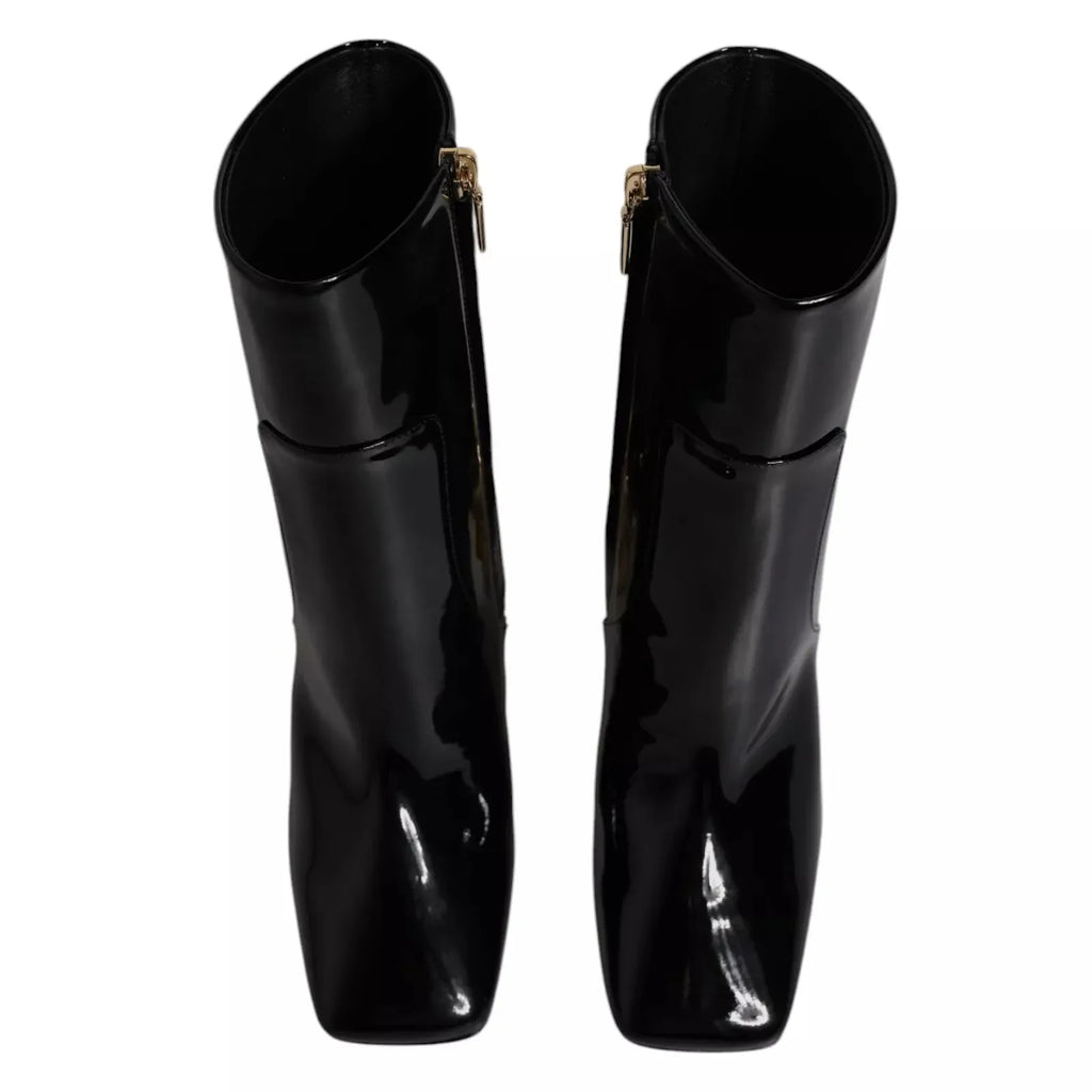 Dolce & Gabbana Black Jackie Leather Mid Calf Boots Shoes - Zeiniez