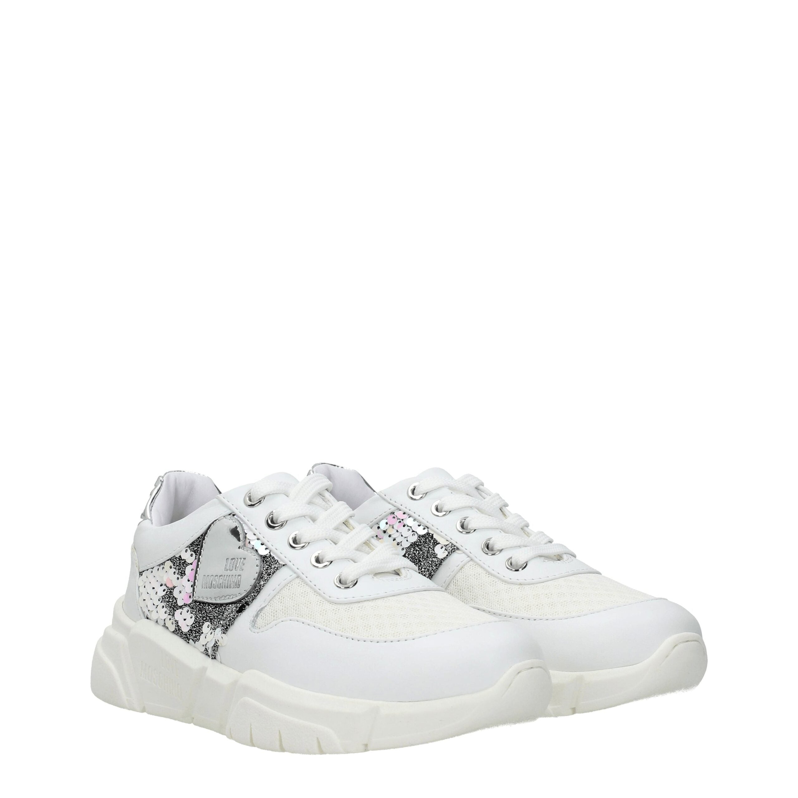 Love Moschino White Fabric Chunky Sneakers - Zeiniez