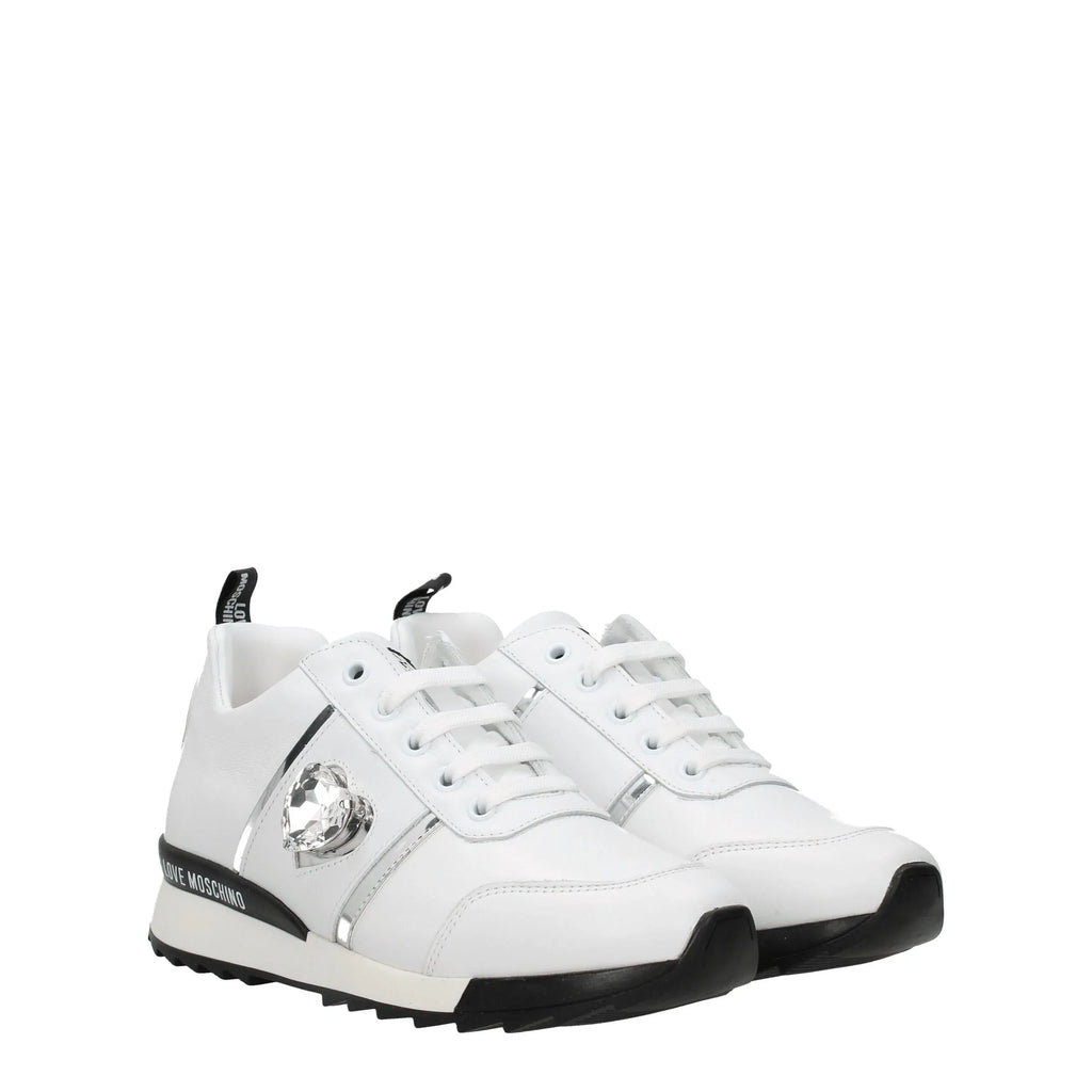 Love Moschino White Leather Low Top Sneakers - Zeiniez