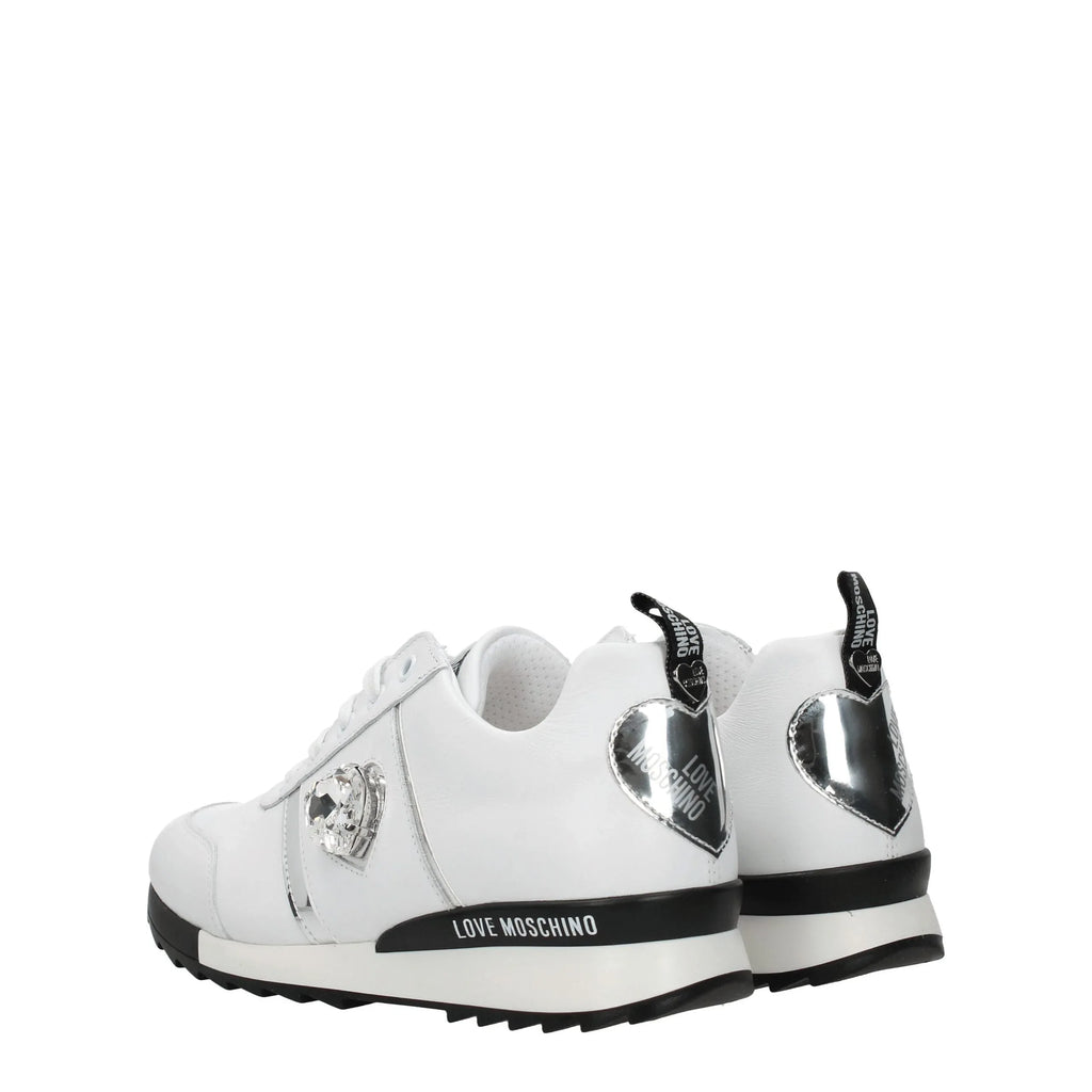 Love Moschino White Leather Low Top Sneakers - Zeiniez