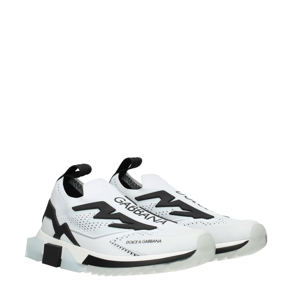 Dolce & Gabbana White Fabric Athletic Sneakers - Zeiniez