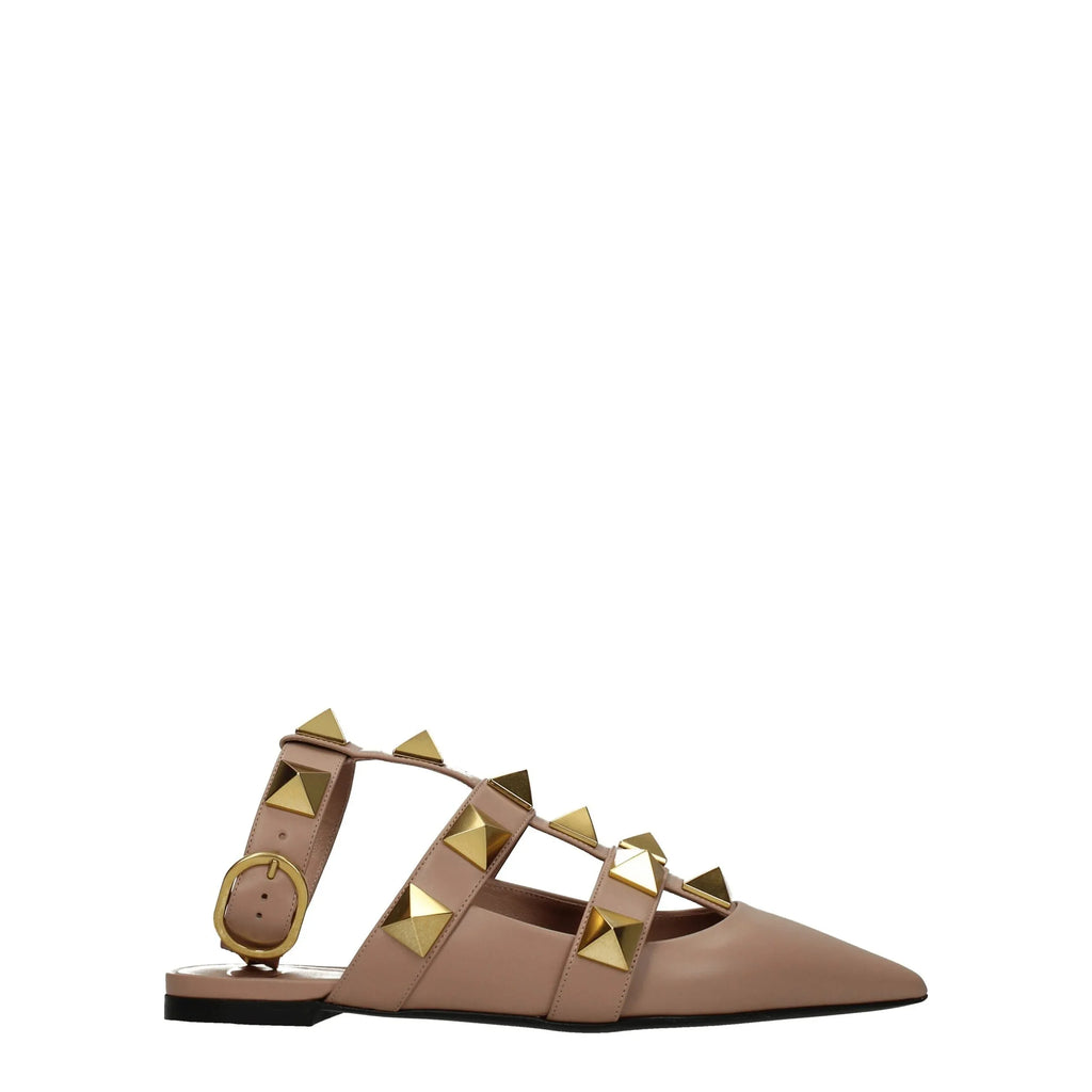 Valentino Garavani Pink Leather Flat Sandals - Zeiniez