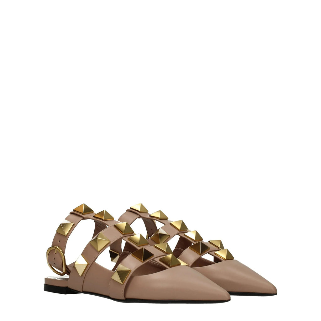 Valentino Garavani Pink Leather Flat Sandals - Zeiniez