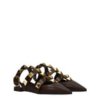 Valentino Garavani Brown Leather Flat Sandals - Zeiniez
